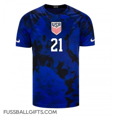 Vereinigte Staaten Timothy Weah #21 Fußballbekleidung Auswärtstrikot WM 2022 Kurzarm
